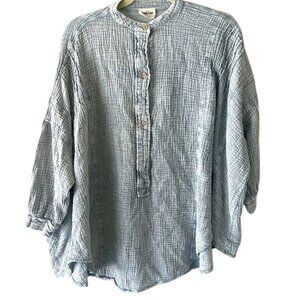 Peach Love 100%cotton waffle weave oversized comfy shirt with button front women